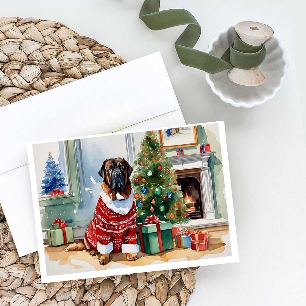 Tibetan Mastiff Cozy Christmas Greeting Cards Pack of 8 Blank Cards with Envelopes Whimsical A7 Size 5x7