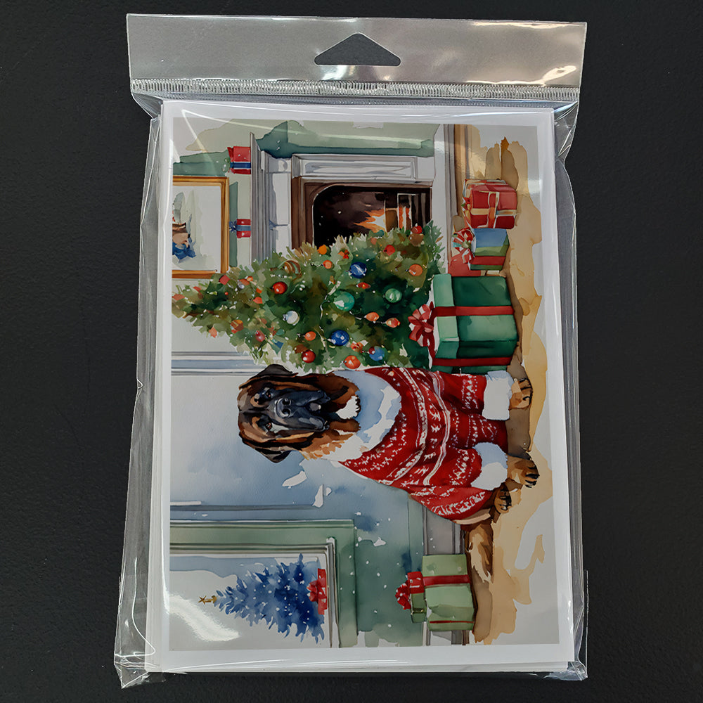Tibetan Mastiff Cozy Christmas Greeting Cards Pack of 8 Blank Cards with Envelopes Whimsical A7 Size 5x7