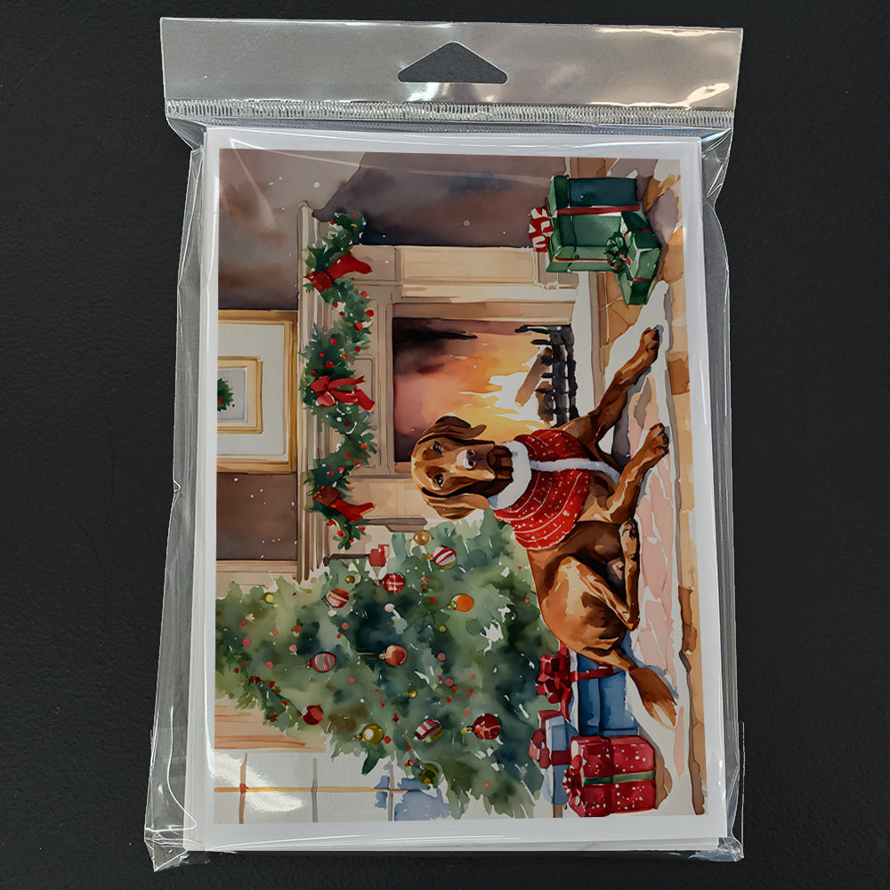 Vizsla Cozy Christmas Greeting Cards Pack of 8 Blank Cards with Envelopes Whimsical A7 Size 5x7