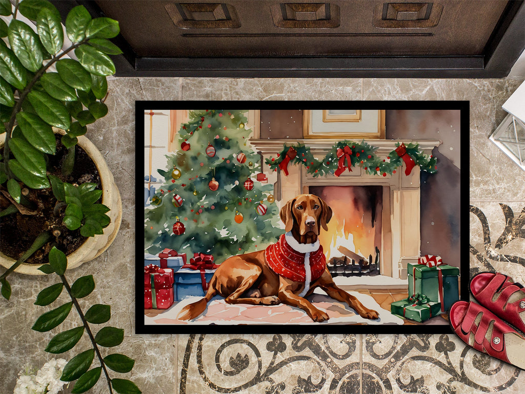 Vizsla Cozy Christmas Doormat Indoor Outdoor 24H X 36W Front Door Mat Rugs for Entryway, Non Slip Washable Low Pile,