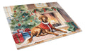 Vizsla Cozy Christmas Cutting Board Tempered Glass Kitchen Cutting Surface, Heat Resistant Chopping, Non-Slip Feet, Food Prep & Serving
