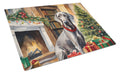 Weimaraner Cozy Christmas Cutting Board Tempered Glass Kitchen Cutting Surface, Heat Resistant Chopping, Non-Slip Feet, Food Prep & Serving