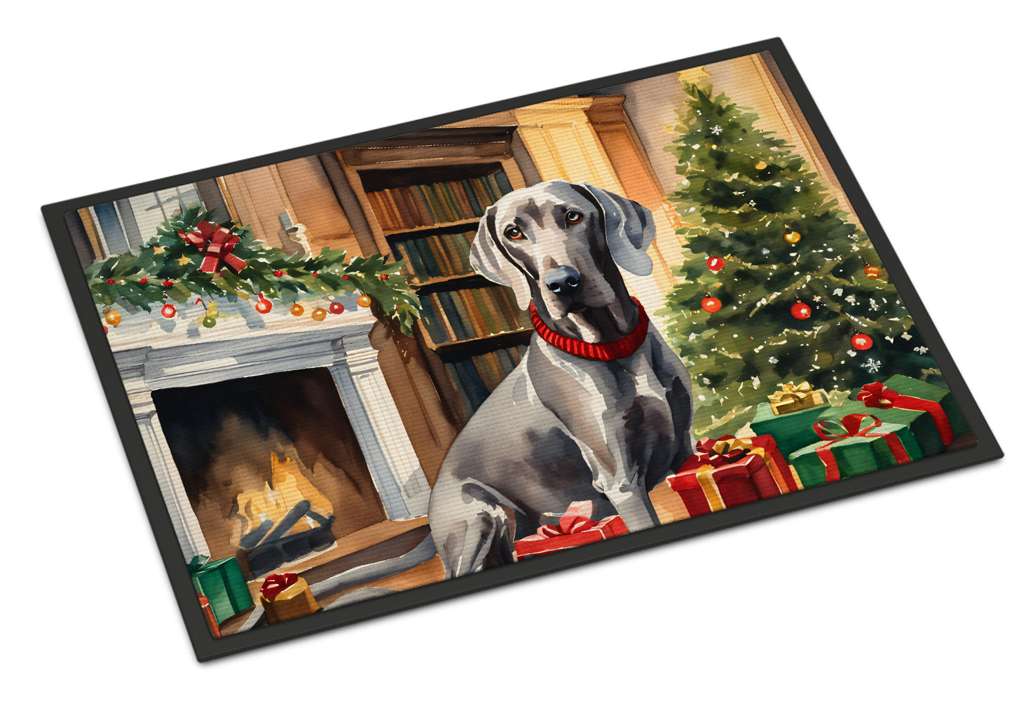 Weimaraner Cozy Christmas Doormat Indoor Outdoor 18H X 27W Front Door Mat Rugs for Entryway, Non Slip Washable
