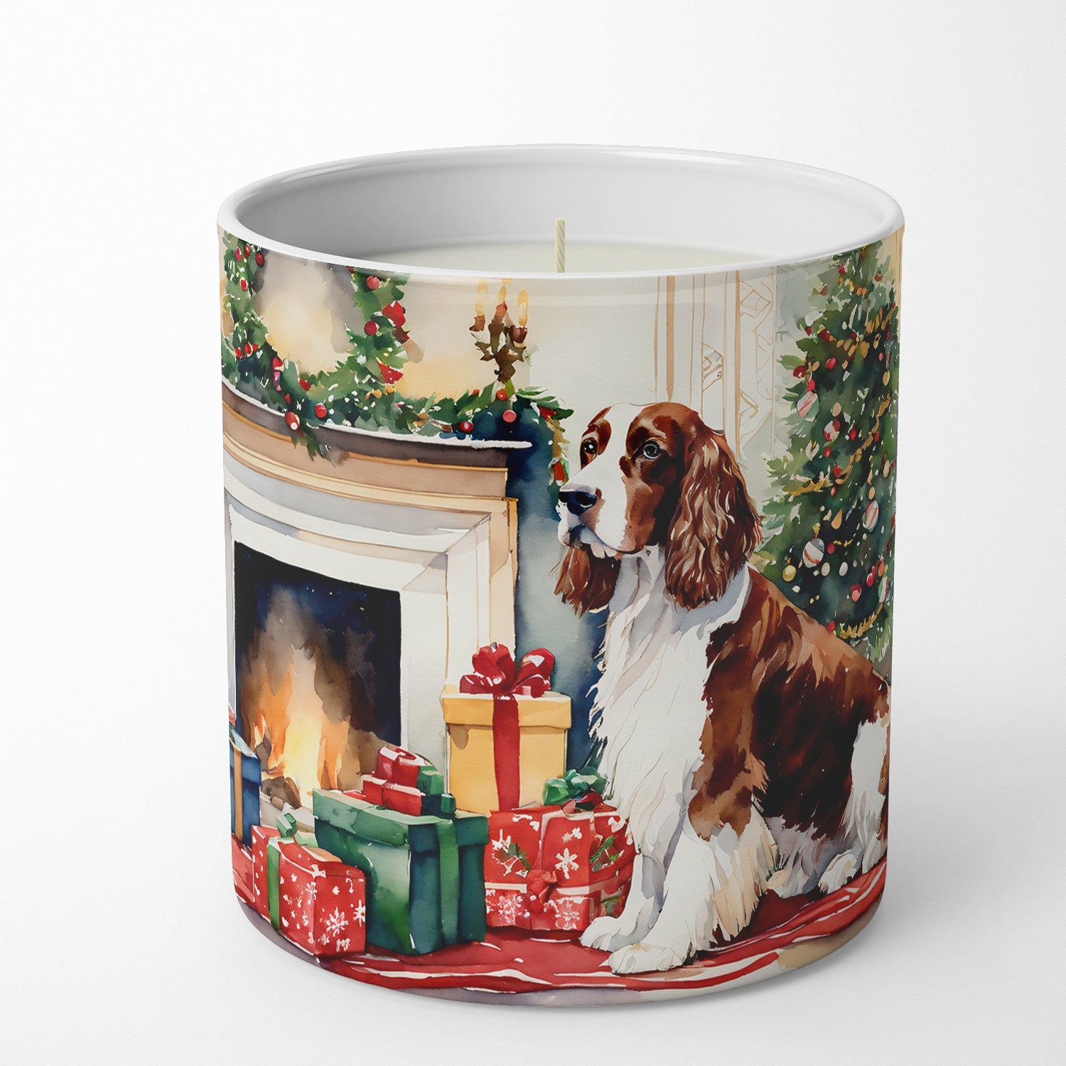 Welsh Springer Spaniel Cozy Christmas Decorative Soy Candle Nature Soy Wax Essential Oil Home Decor Ideal for Bedroom Kitchen Bath Office Gift, 10 oz