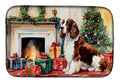 Welsh Springer Spaniel Cozy Christmas Dish Drying Mat Absorbent Dish Drying Mat Pad for Kitchen Counter Dish Drainer Mat for Countertop, 14 x 21", Multicolor