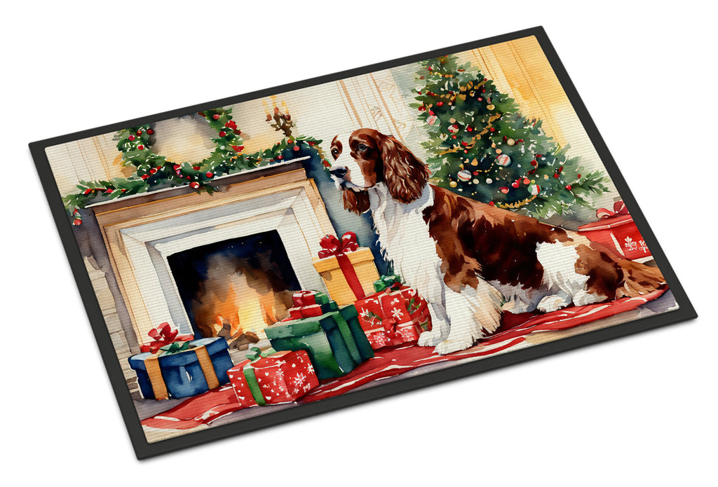 Welsh Springer Spaniel Cozy Christmas Doormat Indoor Outdoor 18H X 27W Front Door Mat Rugs for Entryway, Non Slip Washable