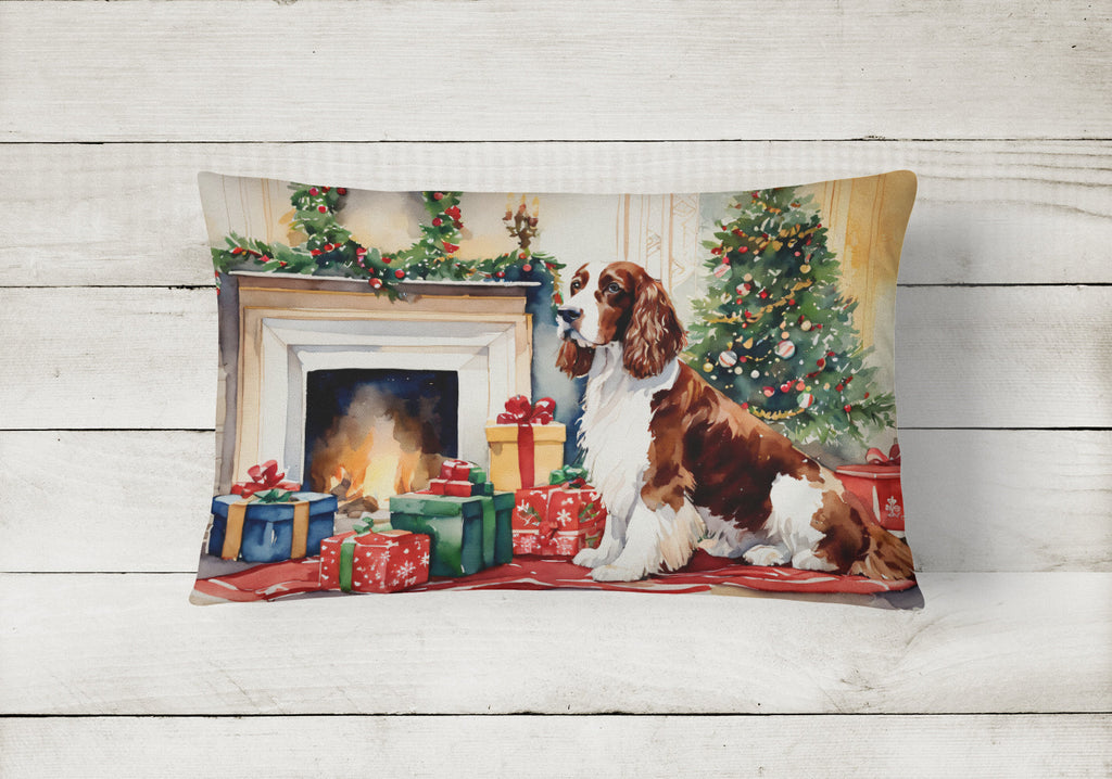 Welsh Springer Spaniel Cozy Christmas Decorative Throw Pillow 12x16 Indoor Outdoor Accent Cushion, Fabric Cover with Insert for Sofa, Bed, Porch & Living Room