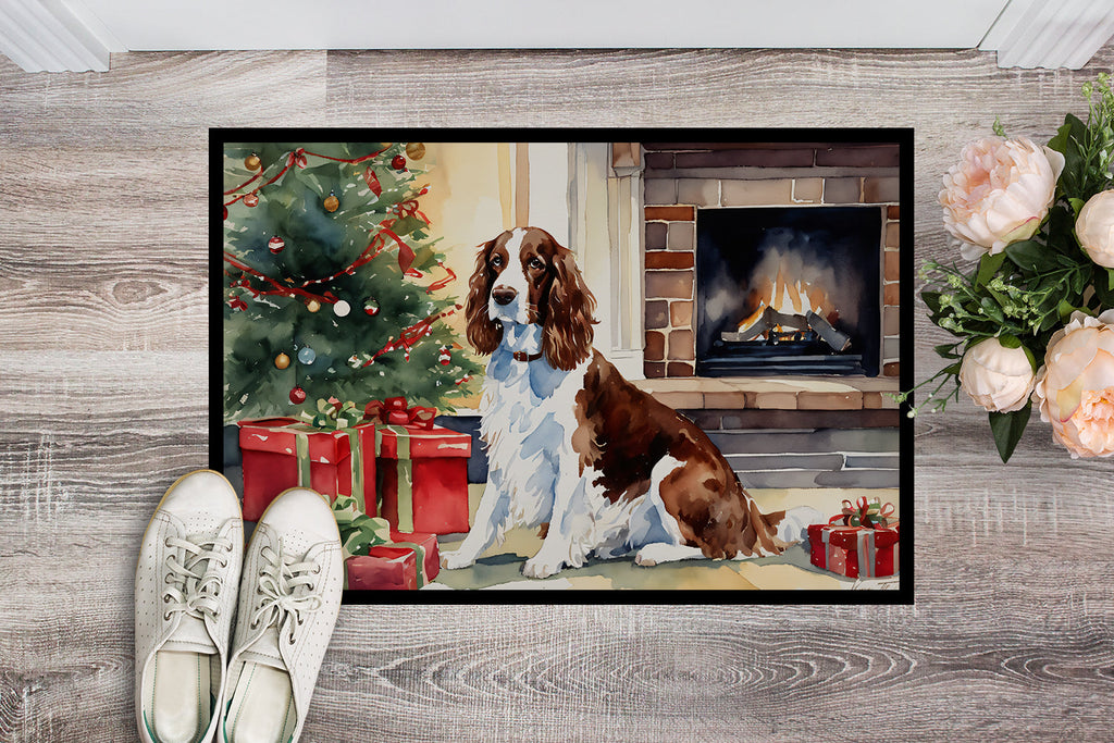 Welsh Springer Spaniel Cozy Christmas Doormat Indoor Outdoor 24H X 36W Front Door Mat Rugs for Entryway, Non Slip Washable Low Pile,