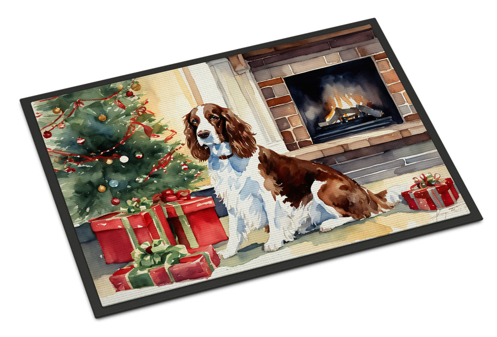 Welsh Springer Spaniel Cozy Christmas Doormat Indoor Outdoor 18H X 27W Front Door Mat Rugs for Entryway, Non Slip Washable