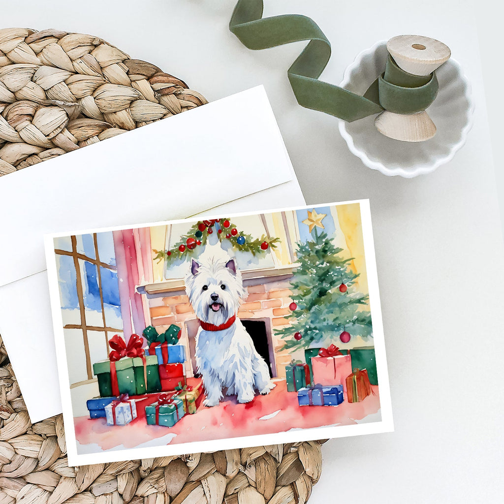 Westie Cozy Christmas Greeting Cards Pack of 8 Blank Cards with Envelopes Whimsical A7 Size 5x7