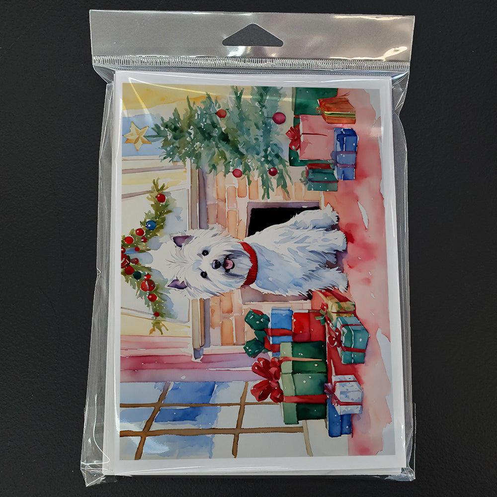 Westie Cozy Christmas Greeting Cards Pack of 8 Blank Cards with Envelopes Whimsical A7 Size 5x7