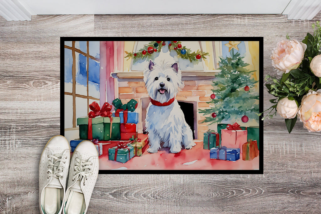 Westie Cozy Christmas Doormat Indoor Outdoor 24H X 36W Front Door Mat Rugs for Entryway, Non Slip Washable Low Pile,