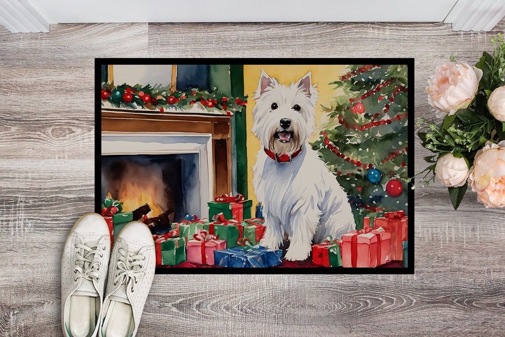 Westie Cozy Christmas Doormat Indoor Outdoor 18H X 27W Front Door Mat Rugs for Entryway, Non Slip Washable