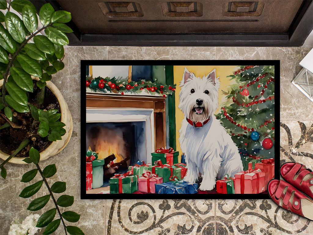 Westie Cozy Christmas Doormat Indoor Outdoor 18H X 27W Front Door Mat Rugs for Entryway, Non Slip Washable