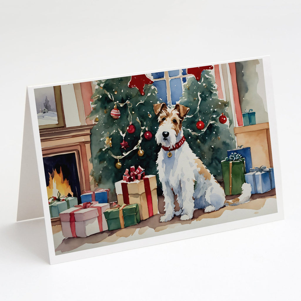Fox Terrier Cozy Christmas Greeting Cards Pack of 8 Blank Cards with Envelopes Whimsical A7 Size 5x7