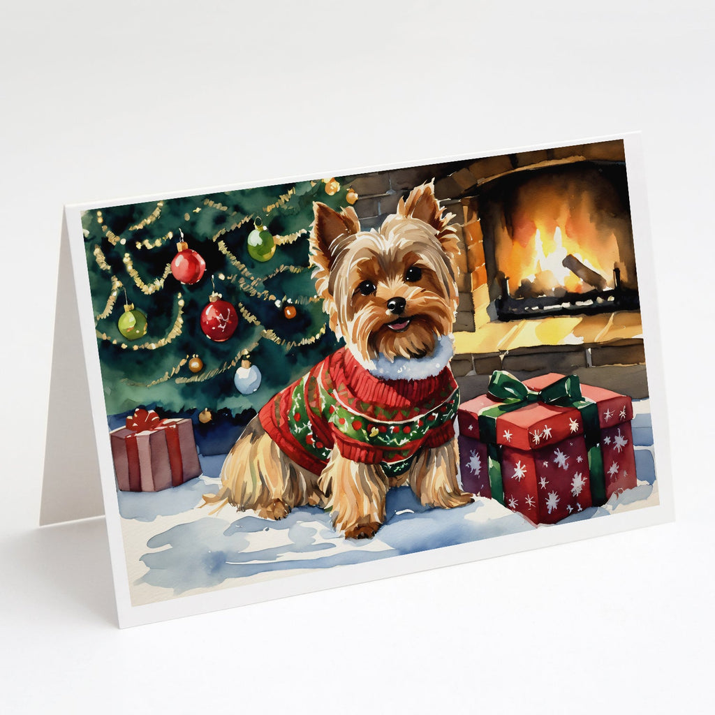 Yorkshire Terrier Cozy Christmas Greeting Cards Pack of 8 Blank Cards with Envelopes Whimsical A7 Size 5x7