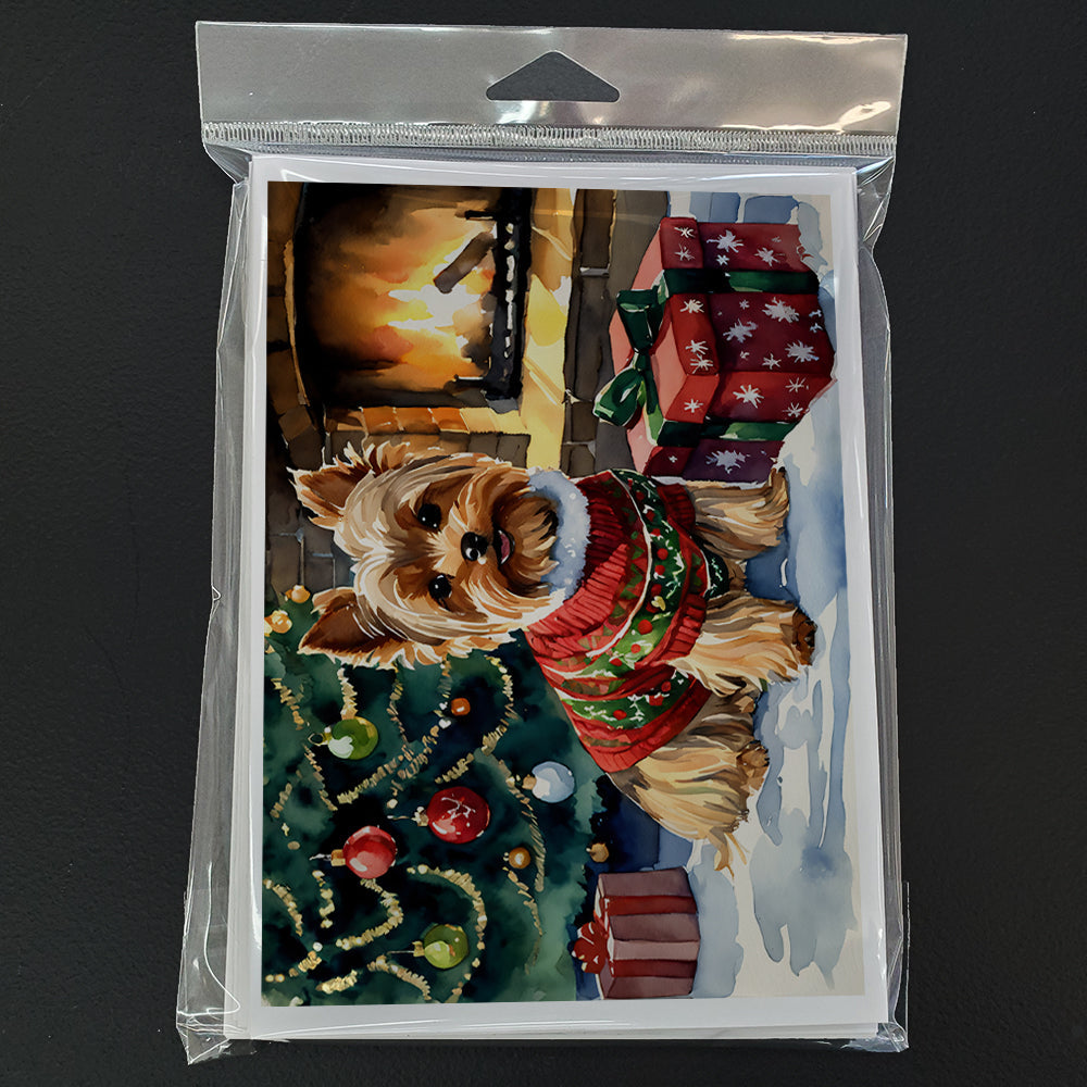 Yorkshire Terrier Cozy Christmas Greeting Cards Pack of 8 Blank Cards with Envelopes Whimsical A7 Size 5x7