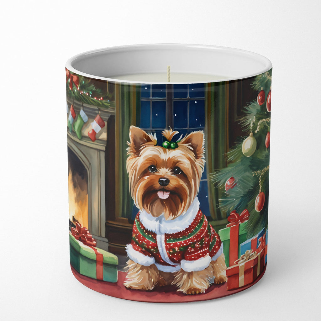 Yorkshire Terrier Cozy Christmas Decorative Soy Candle Nature Soy Wax Essential Oil Home Decor Ideal for Bedroom Kitchen Bath Office Gift, 10 oz