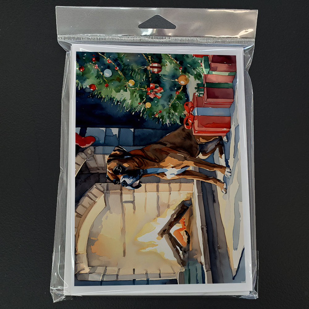 Boxer Cozy Christmas Greeting Cards Pack of 8 Blank Cards with Envelopes Whimsical A7 Size 5x7
