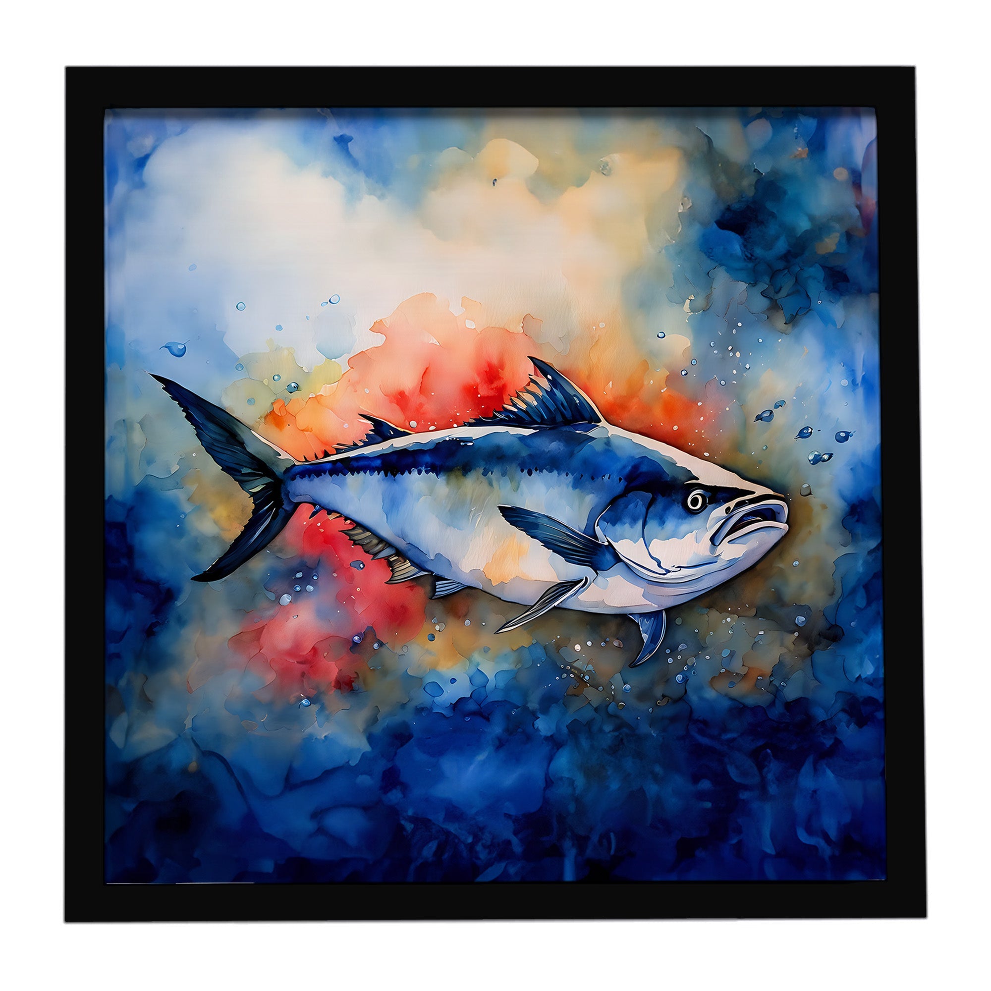 Bluefin Tuna Framed Metal Print Bathroom, Kitchen, Office, Home Decor Wall Art Ready to Hang, Square, 8X8