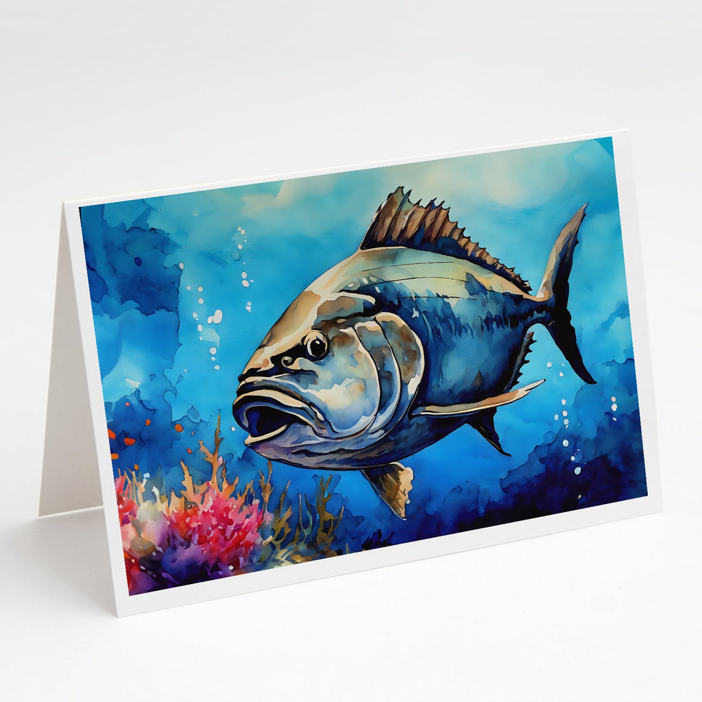 Bluefin Tuna Greeting Cards Pack of 8 Blank Cards with Envelopes Whimsical A7 Size 5x7