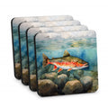 Brook Trout Foam Coasters Set of 4 Cup Coasters for Indoor Outdoor, Tabletop Protection, Anti Slip, Mouse pad Material