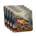 Brook Trout Foam Coasters Set of 4 Cup Coasters for Indoor Outdoor, Tabletop Protection, Anti Slip, Mouse pad Material