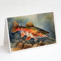 Brook Trout Greeting Cards Pack of 8 Blank Cards with Envelopes Whimsical A7 Size 5x7