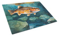 Brown Trout Cutting Board Tempered Glass Kitchen Cutting Surface, Heat Resistant Chopping, Non-Slip Feet, Food Prep & Serving