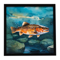 Brown Trout Framed Metal Print Bathroom, Kitchen, Office, Home Decor Wall Art Ready to Hang, Square, 8X8
