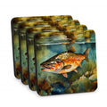 Brown Trout Foam Coasters Set of 4 Cup Coasters for Indoor Outdoor, Tabletop Protection, Anti Slip, Mouse pad Material