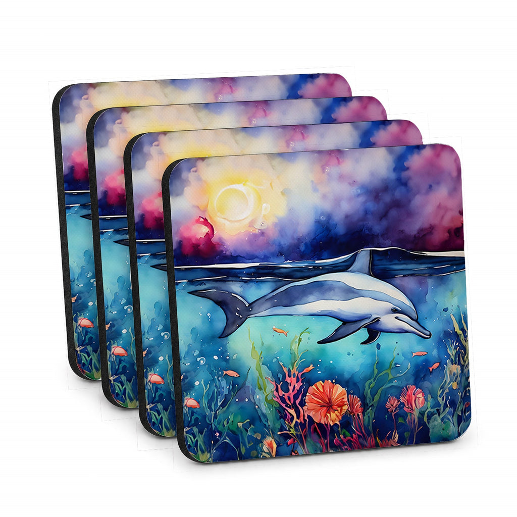 Dolphin Foam Coasters Set of 4 Cup Coasters for Indoor Outdoor, Tabletop Protection, Anti Slip, Mouse pad Material