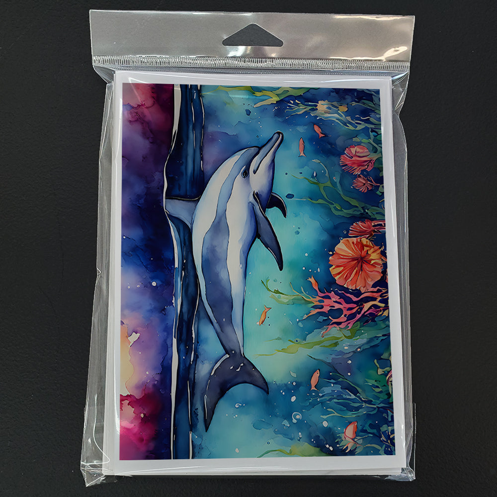Dolphin Greeting Cards Pack of 8 Blank Cards with Envelopes Whimsical A7 Size 5x7