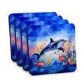 Dolphin Foam Coasters Set of 4 Cup Coasters for Indoor Outdoor, Tabletop Protection, Anti Slip, Mouse pad Material