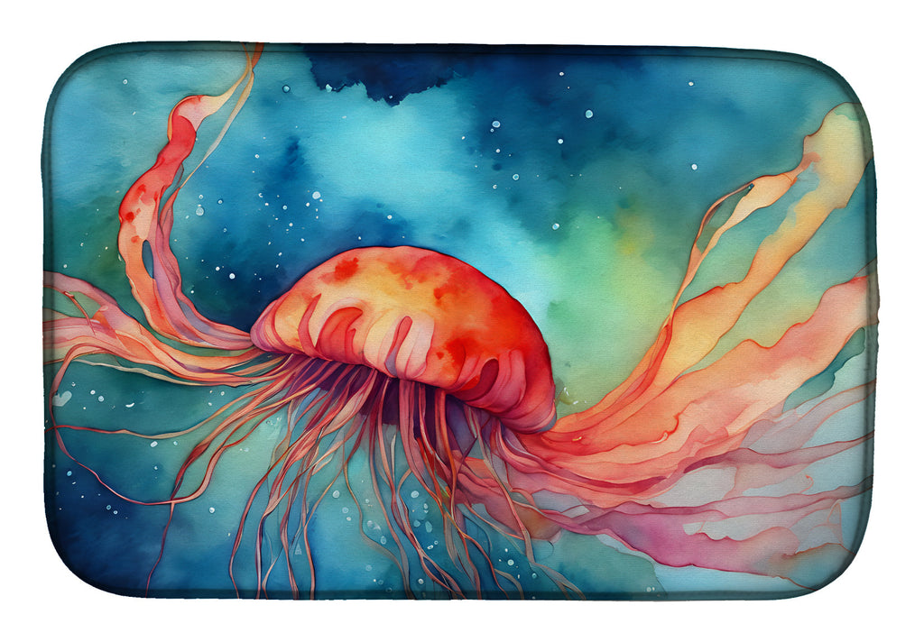 Jellyfish Dish Drying Mat Absorbent Dish Drying Mat Pad for Kitchen Counter Dish Drainer Mat for Countertop, 14 x 21", Multicolor