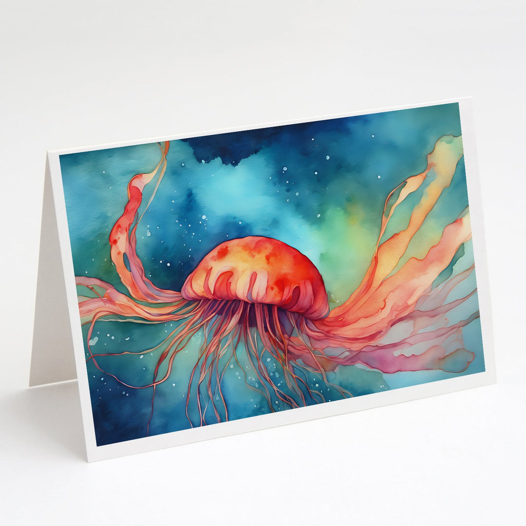 Jellyfish Greeting Cards Pack of 8 Blank Cards with Envelopes Whimsical A7 Size 5x7