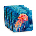 Jellyfish Foam Coasters Set of 4 Cup Coasters for Indoor Outdoor, Tabletop Protection, Anti Slip, Mouse pad Material