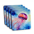 Jellyfish Foam Coasters Set of 4 Cup Coasters for Indoor Outdoor, Tabletop Protection, Anti Slip, Mouse pad Material
