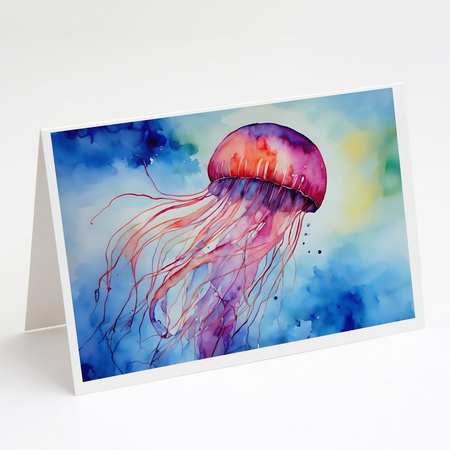 Jellyfish Greeting Cards Pack of 8 Blank Cards with Envelopes Whimsical A7 Size 5x7