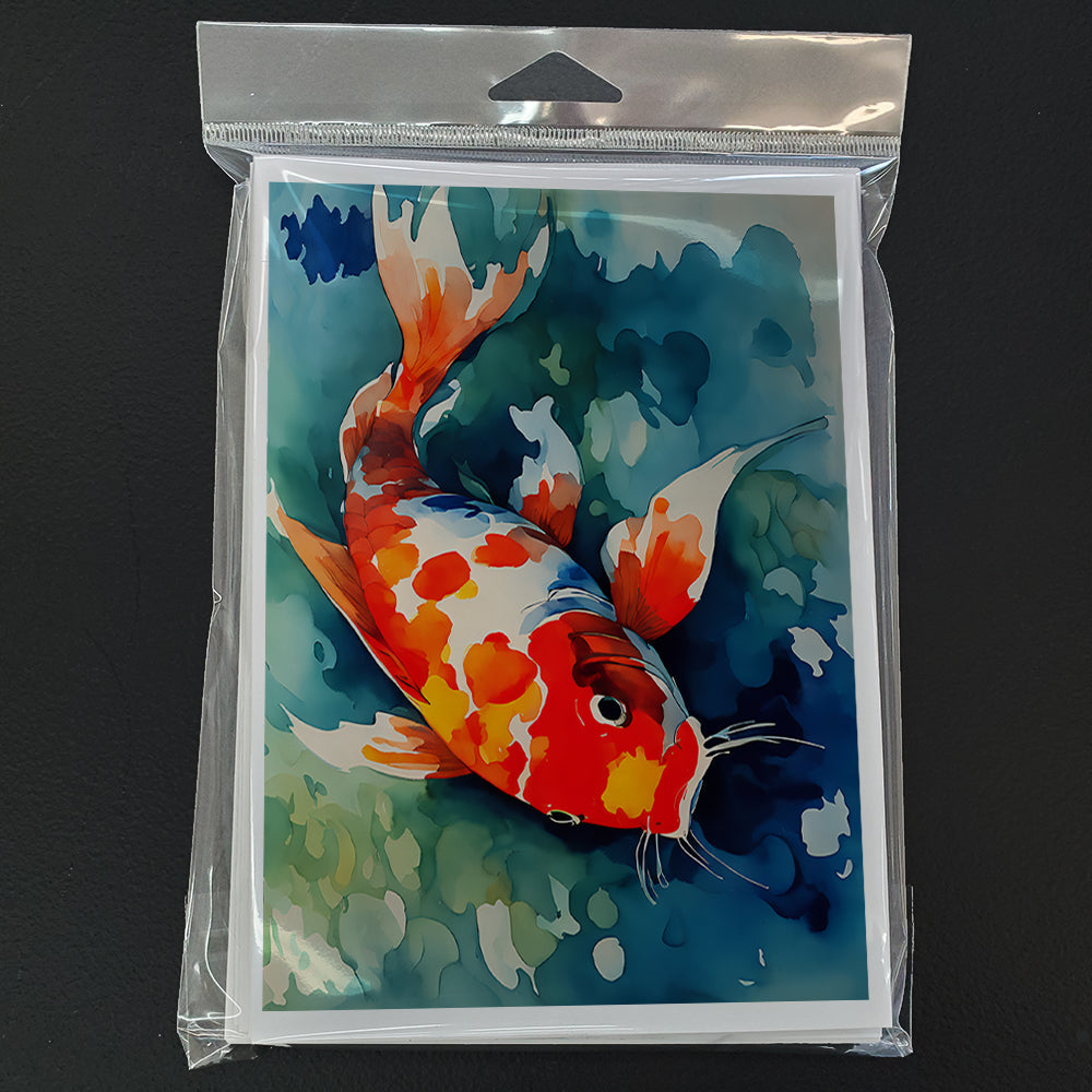 Koi Fish Greeting Cards Pack of 8 Blank Cards with Envelopes Whimsical A7 Size 5x7