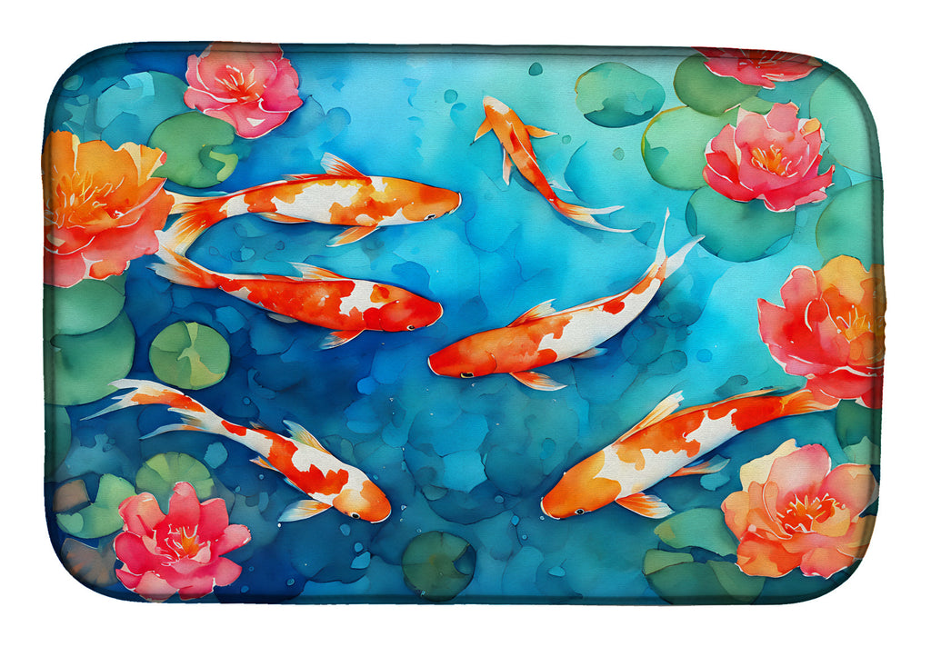 Koi Fish Dish Drying Mat Absorbent Dish Drying Mat Pad for Kitchen Counter Dish Drainer Mat for Countertop, 14 x 21", Multicolor
