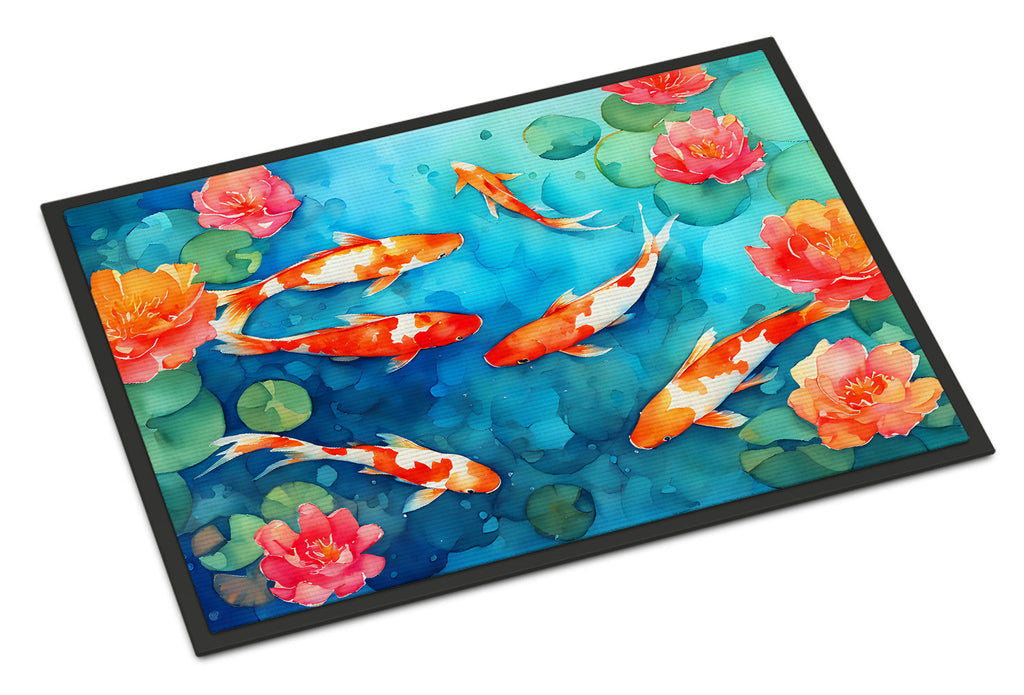 Koi Fish Doormat Indoor Outdoor 24H X 36W Front Door Mat Rugs for Entryway, Non Slip Washable Low Pile,