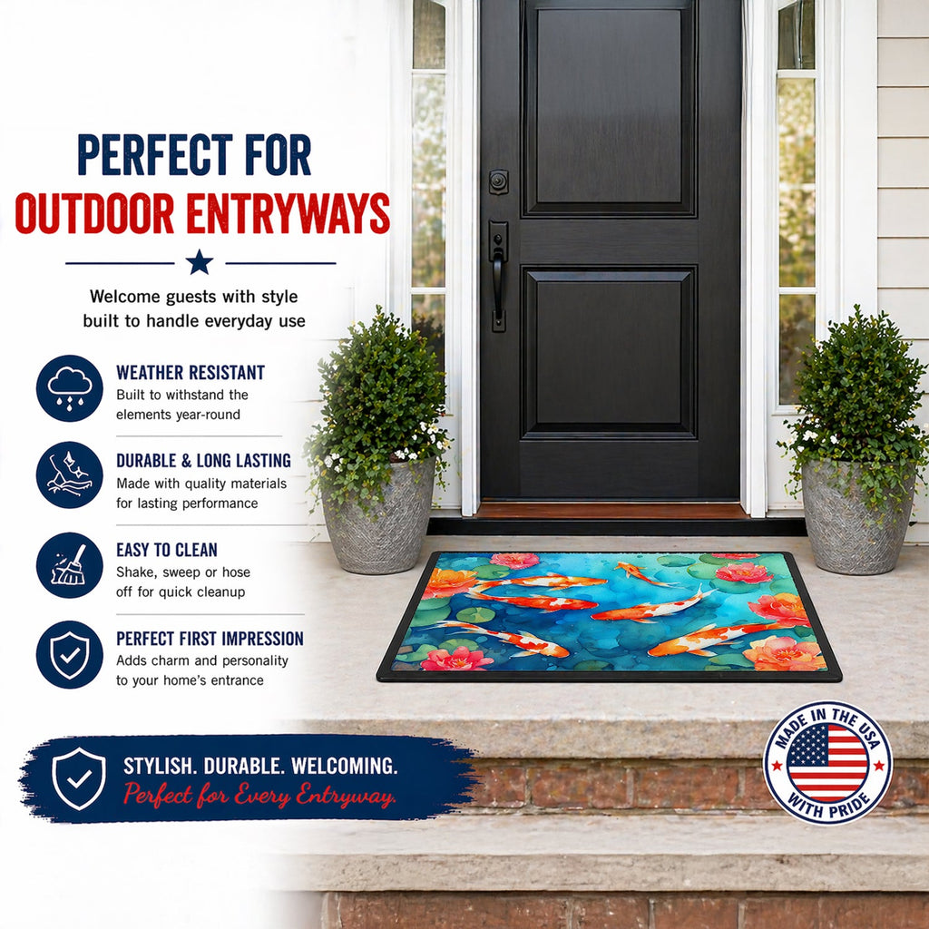 Koi Fish Doormat Indoor Outdoor 24H X 36W Front Door Mat Rugs for Entryway, Non Slip Washable Low Pile,