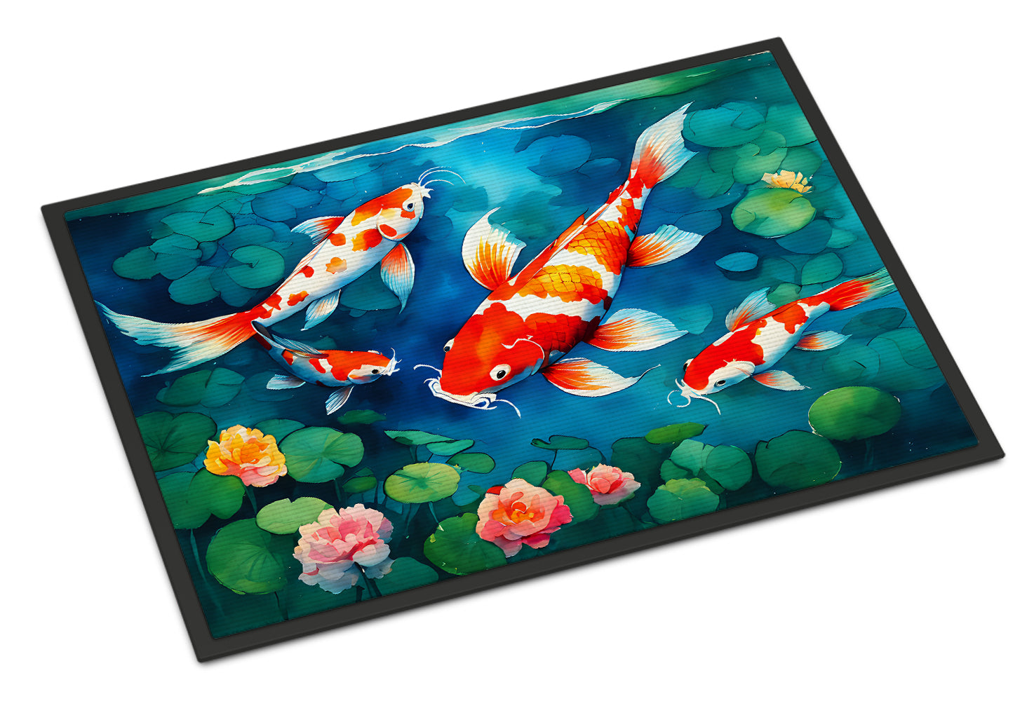 Koi Fish Doormat Indoor Outdoor 24H X 36W Front Door Mat Rugs for Entryway, Non Slip Washable Low Pile,