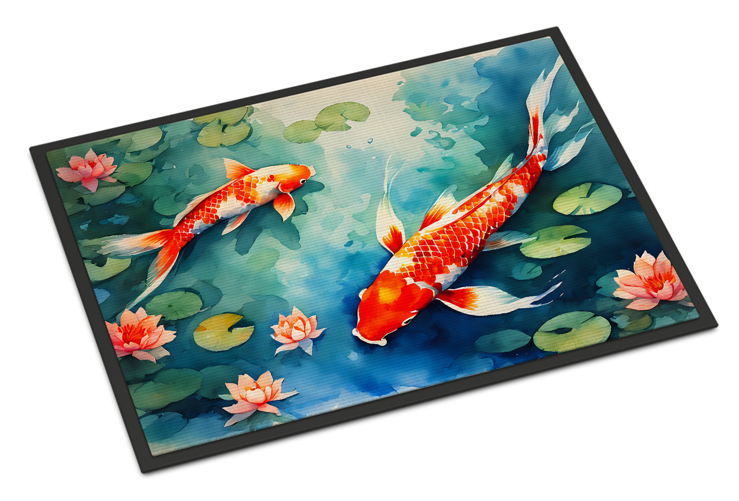 Koi Fish Doormat Indoor Outdoor 24H X 36W Front Door Mat Rugs for Entryway, Non Slip Washable Low Pile,