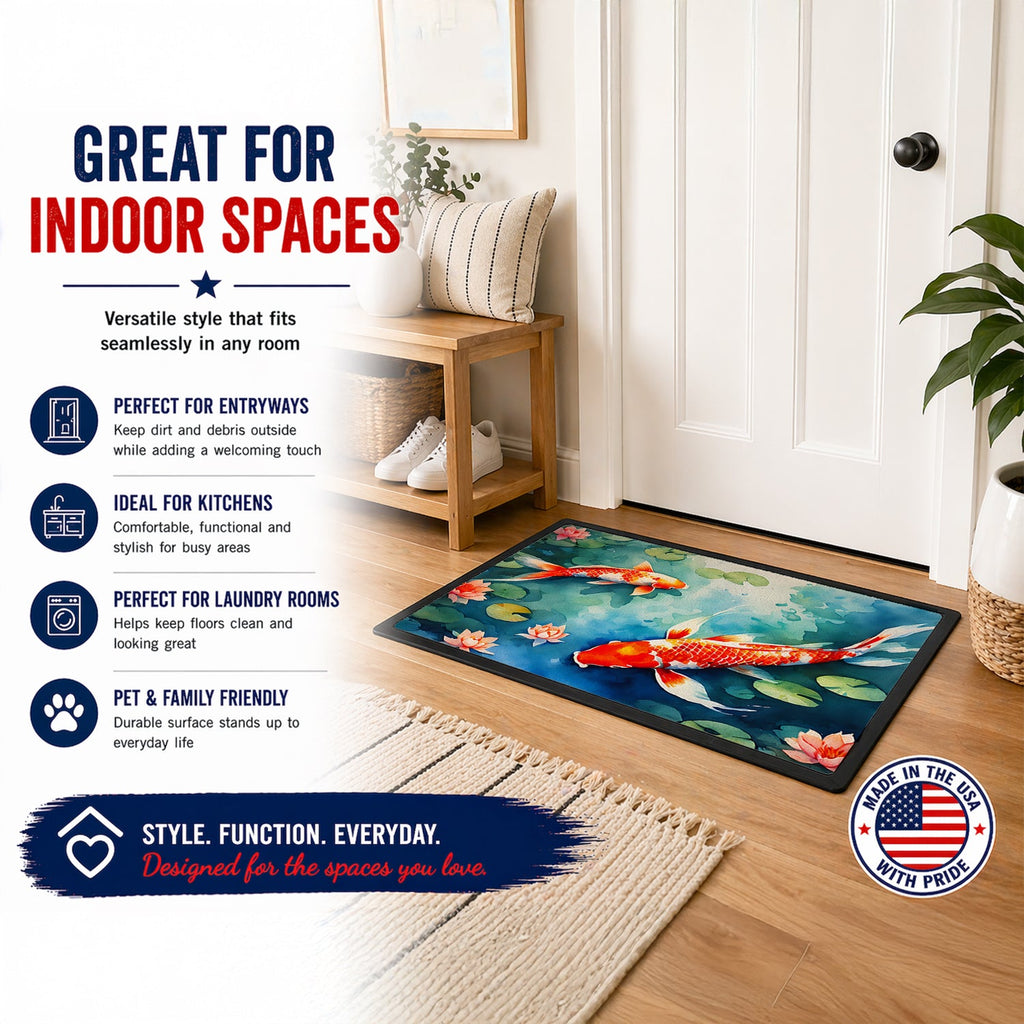 Koi Fish Doormat Indoor Outdoor 24H X 36W Front Door Mat Rugs for Entryway, Non Slip Washable Low Pile,