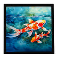 Koi Fish Framed Metal Print Bathroom, Kitchen, Office, Home Decor Wall Art Ready to Hang, Square, 8X8