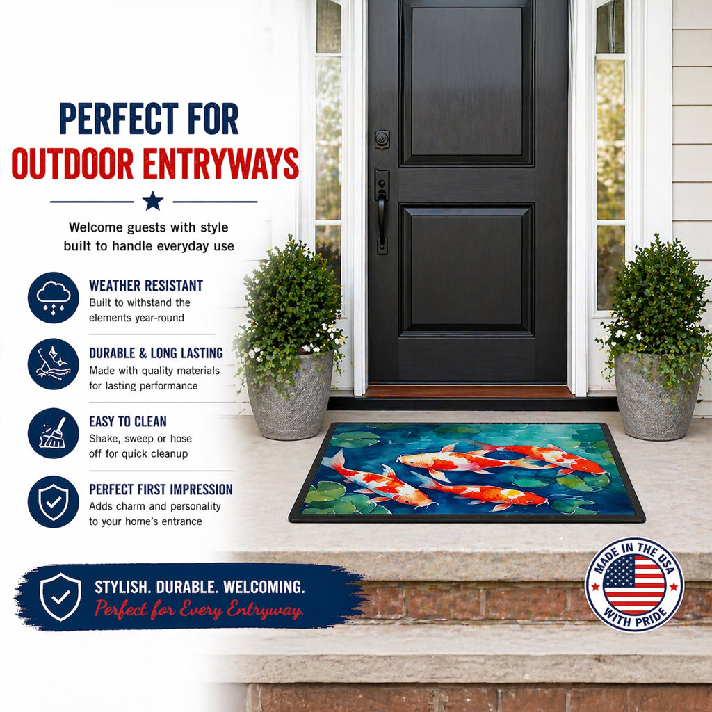 Koi Fish Doormat Indoor Outdoor 18H X 27W Front Door Mat Rugs for Entryway, Non Slip Washable