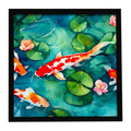 Koi Fish Framed Metal Print Bathroom, Kitchen, Office, Home Decor Wall Art Ready to Hang, Square, 8X8