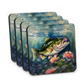 Largemouth Bass Foam Coasters Set of 4 Cup Coasters for Indoor Outdoor, Tabletop Protection, Anti Slip, Mouse pad Material